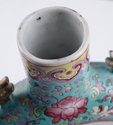 Lot 306 - A pair of Cantonese 'famille rose' moon flasks