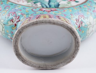 Lot 306 - A pair of Cantonese 'famille rose' moon flasks
