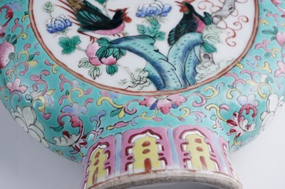 Lot 306 - A pair of Cantonese 'famille rose' moon flasks