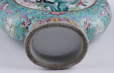 Lot 306 - A pair of Cantonese 'famille rose' moon flasks