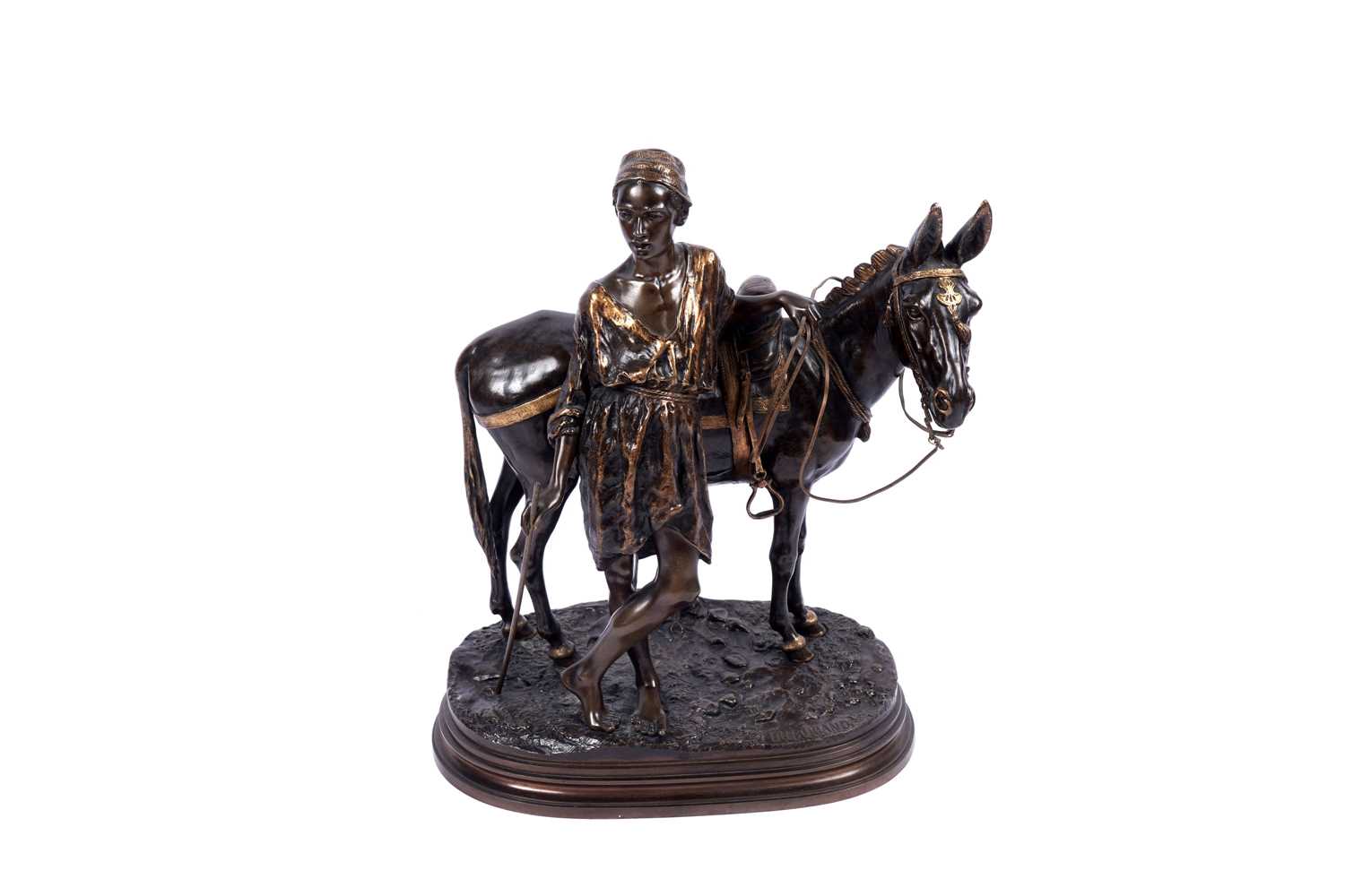Lot 478 - After Alfred Dubucand (French, 1828-1894): a patinated and parcel gilt bronze figure group