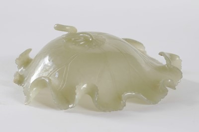 Lot 345 - A Bowenite lily bowl; and a celadon lotus bowl