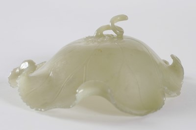 Lot 345 - A Bowenite lily bowl; and a celadon lotus bowl