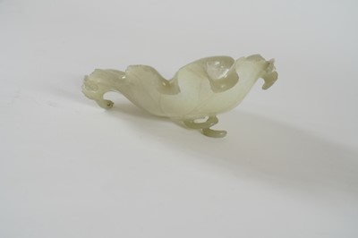 Lot 345 - A Bowenite lily bowl; and a celadon lotus bowl