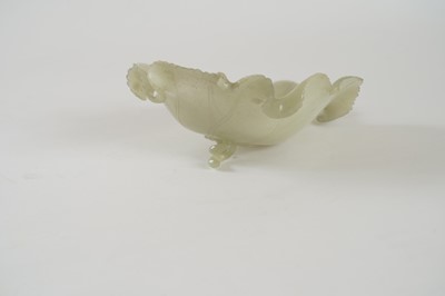 Lot 345 - A Bowenite lily bowl; and a celadon lotus bowl