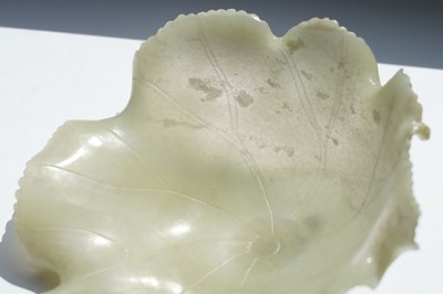 Lot 345 - A Bowenite lily bowl; and a celadon lotus bowl