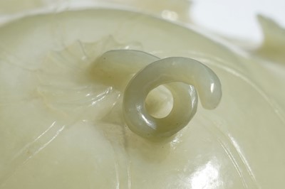 Lot 345 - A Bowenite lily bowl; and a celadon lotus bowl