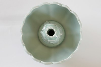 Lot 345 - A Bowenite lily bowl; and a celadon lotus bowl