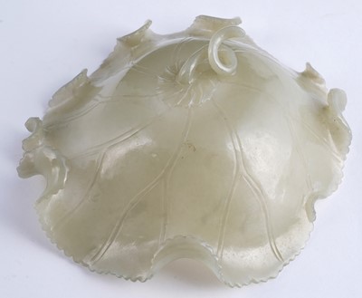 Lot 345 - A Bowenite lily bowl; and a celadon lotus bowl