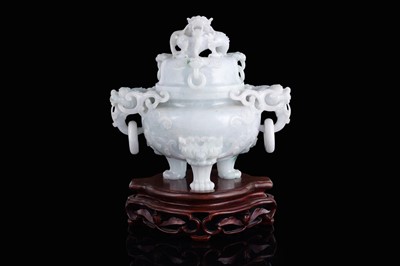 Lot 346 - A jade koro and cover