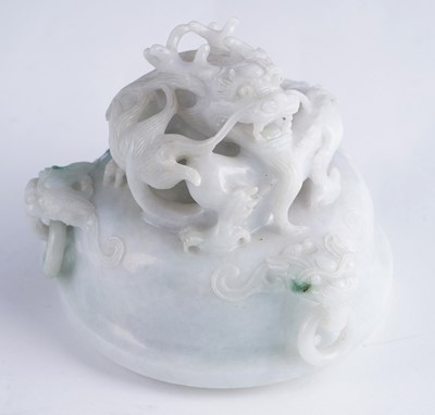 Lot 346 - A jade koro and cover