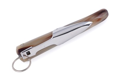 Lot 492 - A horn handled Jacques Mongin ring lock folding knife