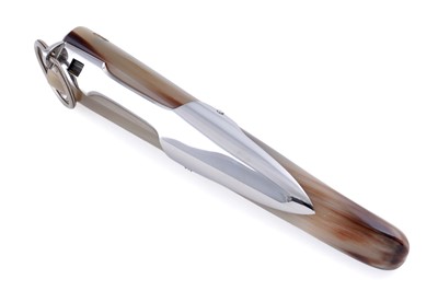 Lot 492 - A horn handled Jacques Mongin ring lock folding knife