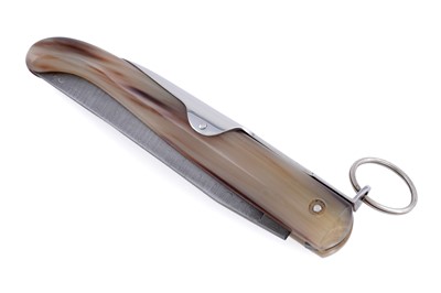 Lot 492 - A horn handled Jacques Mongin ring lock folding knife