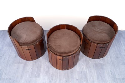 Lot 29 - Three interesting teak barrel seats
