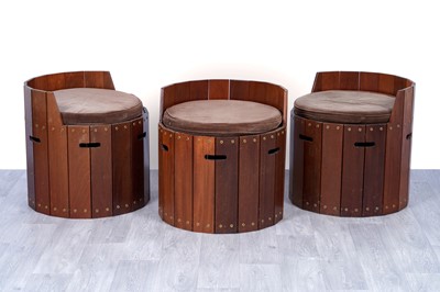 Lot 29 - Three interesting teak barrel seats