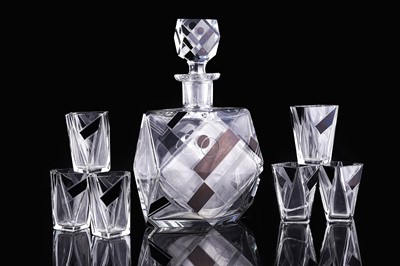 Lot 50 - An Art Deco decanter, glasses and tray