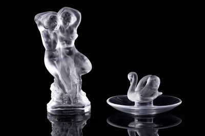 Lot 55 - A Lalique figure; and a Lalique ring tree