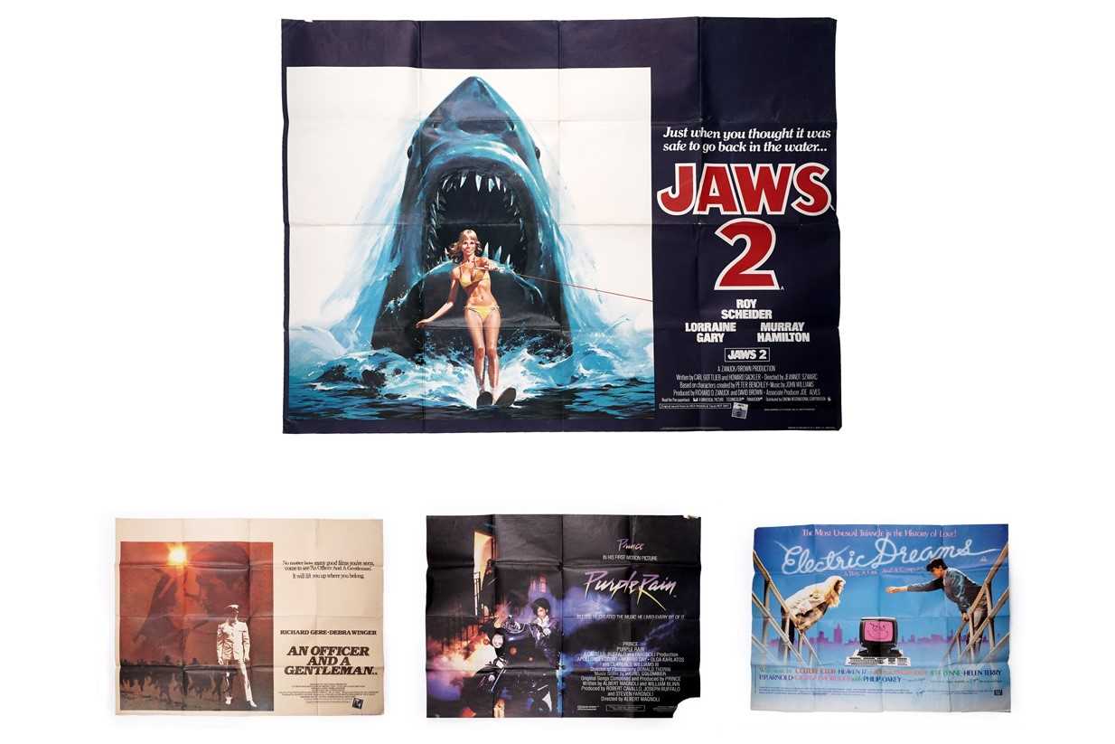 Lot 436 - Three 1980's quad film posters; and an original Jaws 2 quad film poster