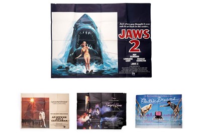Lot 436 - Three 1980's quad film posters; and an original Jaws 2 quad film poster