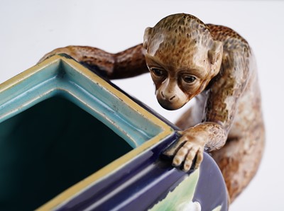 Lot 431 - A George Jones majolica monkey teapot