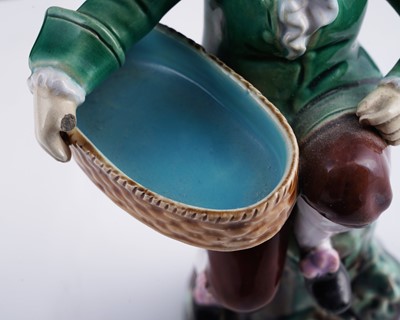 Lot 413 - Two pairs of Minton majolica sweetmeat figures