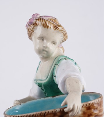 Lot 413 - Two pairs of Minton majolica sweetmeat figures