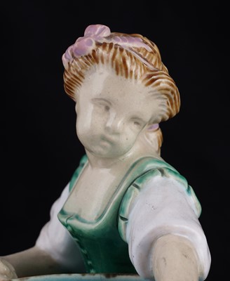 Lot 413 - Two pairs of Minton majolica sweetmeat figures