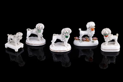 Lot 414 - Five Staffordshire poodles