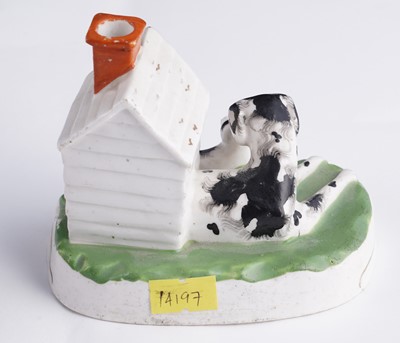 Lot 418 - Two Staffordshire dog inkstands; and two spaniels