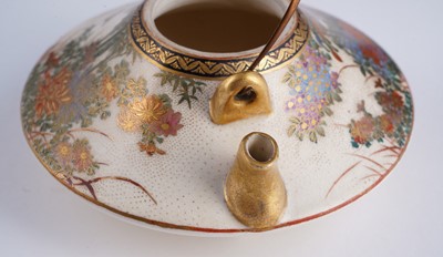 Lot 358 - A Japanese earthenware tea kettle and cover