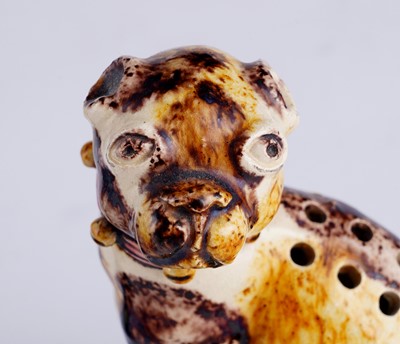 Lot 460 - A Caldas pug; and a Swiss cat money box