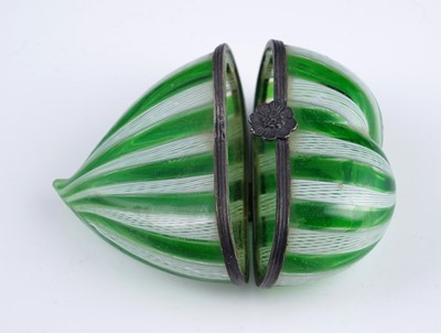 Lot 473 - Two Murano glass heart-shaped bonbonnieres; and a scent bottle
