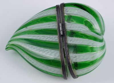 Lot 473 - Two Murano glass heart-shaped bonbonnieres; and a scent bottle
