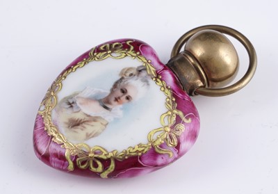 Lot 473 - Two Murano glass heart-shaped bonbonnieres; and a scent bottle