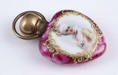 Lot 473 - Two Murano glass heart-shaped bonbonnieres; and a scent bottle