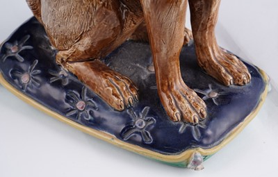 Lot 422 - Two Joseph Holdcroft majolica pugs