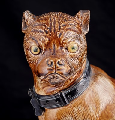 Lot 422 - Two Joseph Holdcroft majolica pugs