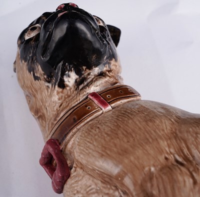 Lot 422 - Two Joseph Holdcroft majolica pugs