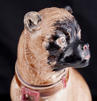 Lot 422 - Two Joseph Holdcroft majolica pugs
