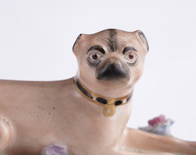 Lot 469 - Two pairs of Meissen pugs; and other items