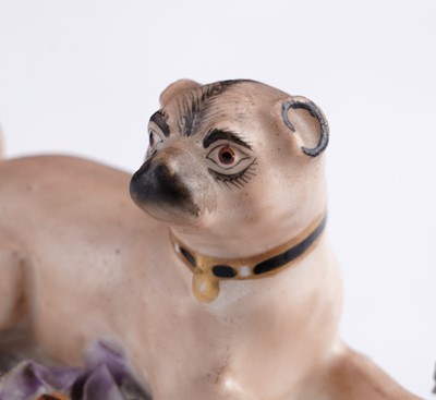 Lot 469 - Two pairs of Meissen pugs; and other items