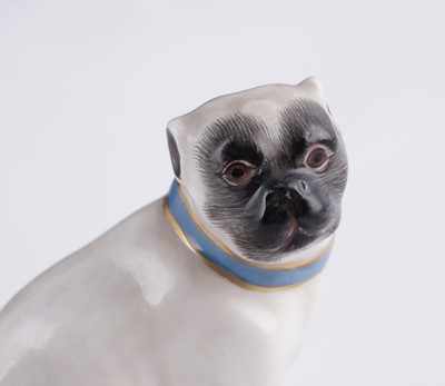 Lot 469 - Two pairs of Meissen pugs; and other items