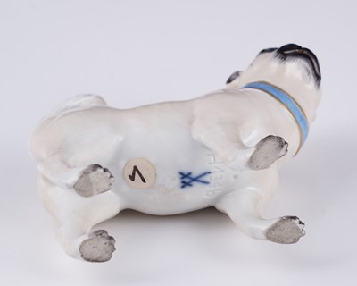 Lot 469 - Two pairs of Meissen pugs; and other items