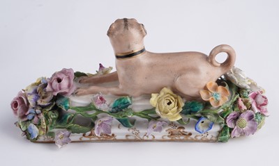Lot 469 - Two pairs of Meissen pugs; and other items