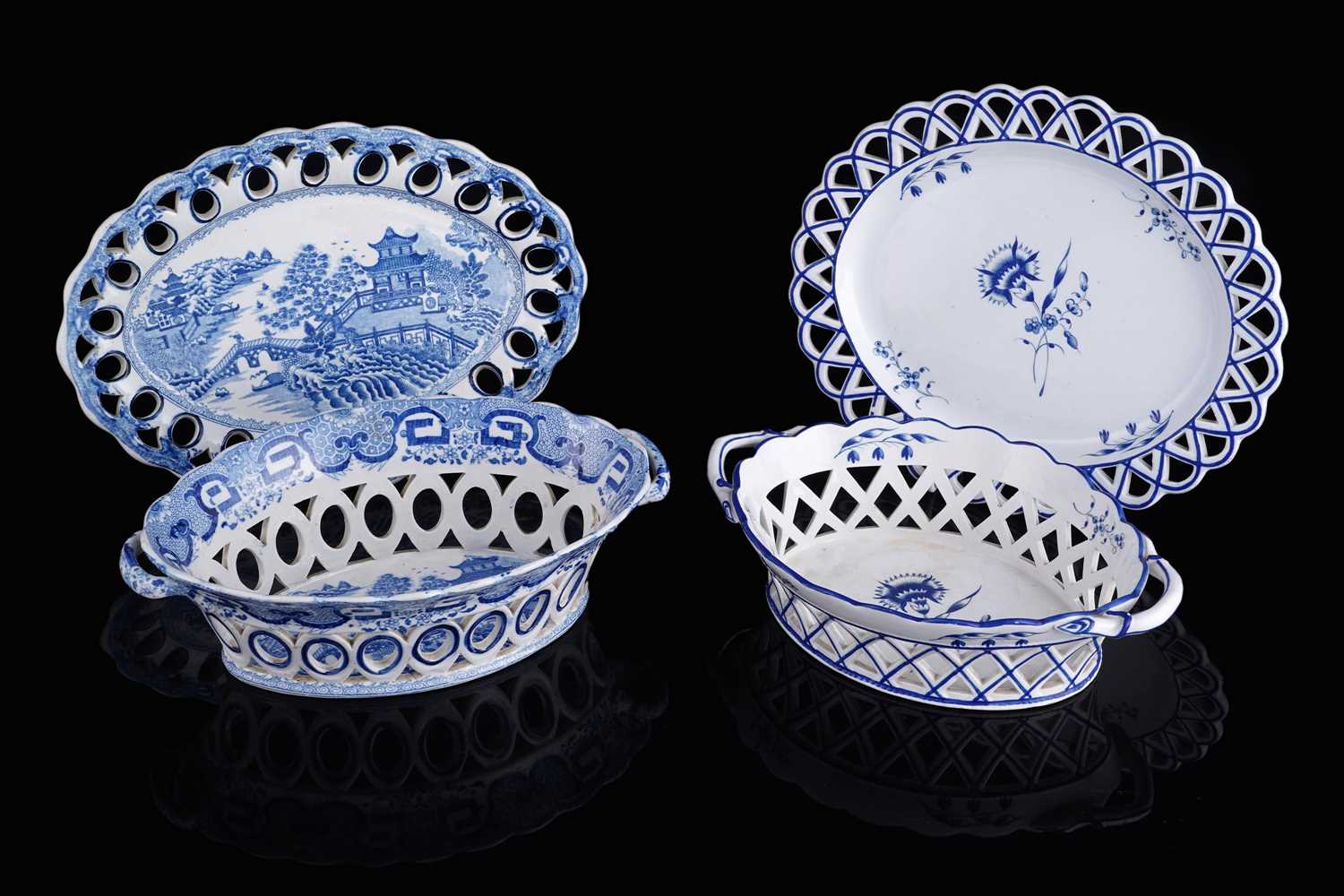 Lot 427 - Spode chestnut basket; and another