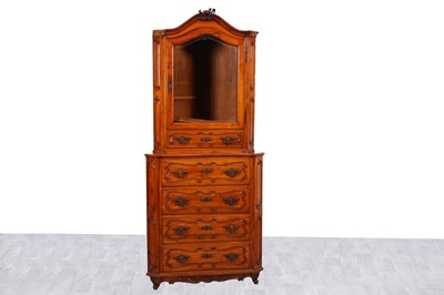 Lot 96 - A 19th-century style French fruitwood floor-standing corner cabinet