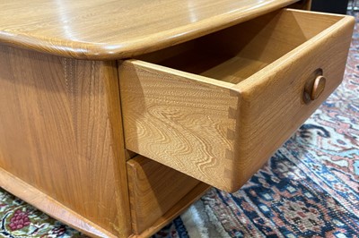 Lot 22 - Ercol: an elm ‘Pandora’ model 735 square-top coffee table