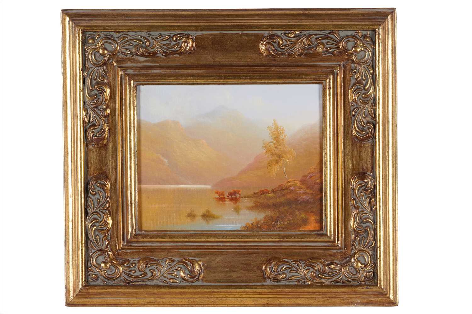 Lot 330 - Raymond Alfred Gilronan - Highland cattle in a Scottish Loch | oil