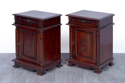 Lot 49 - A pair of reproduction mahogany bedside cabinets
